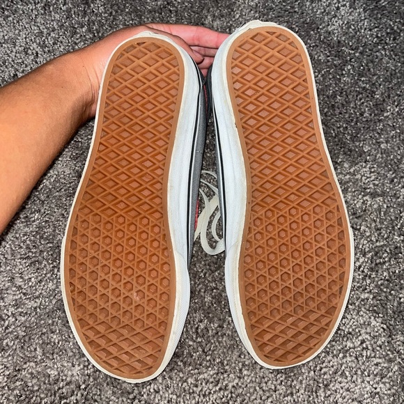 Gray and Red High Top Lace Up Vans Sneakers - Picture 7 of 7